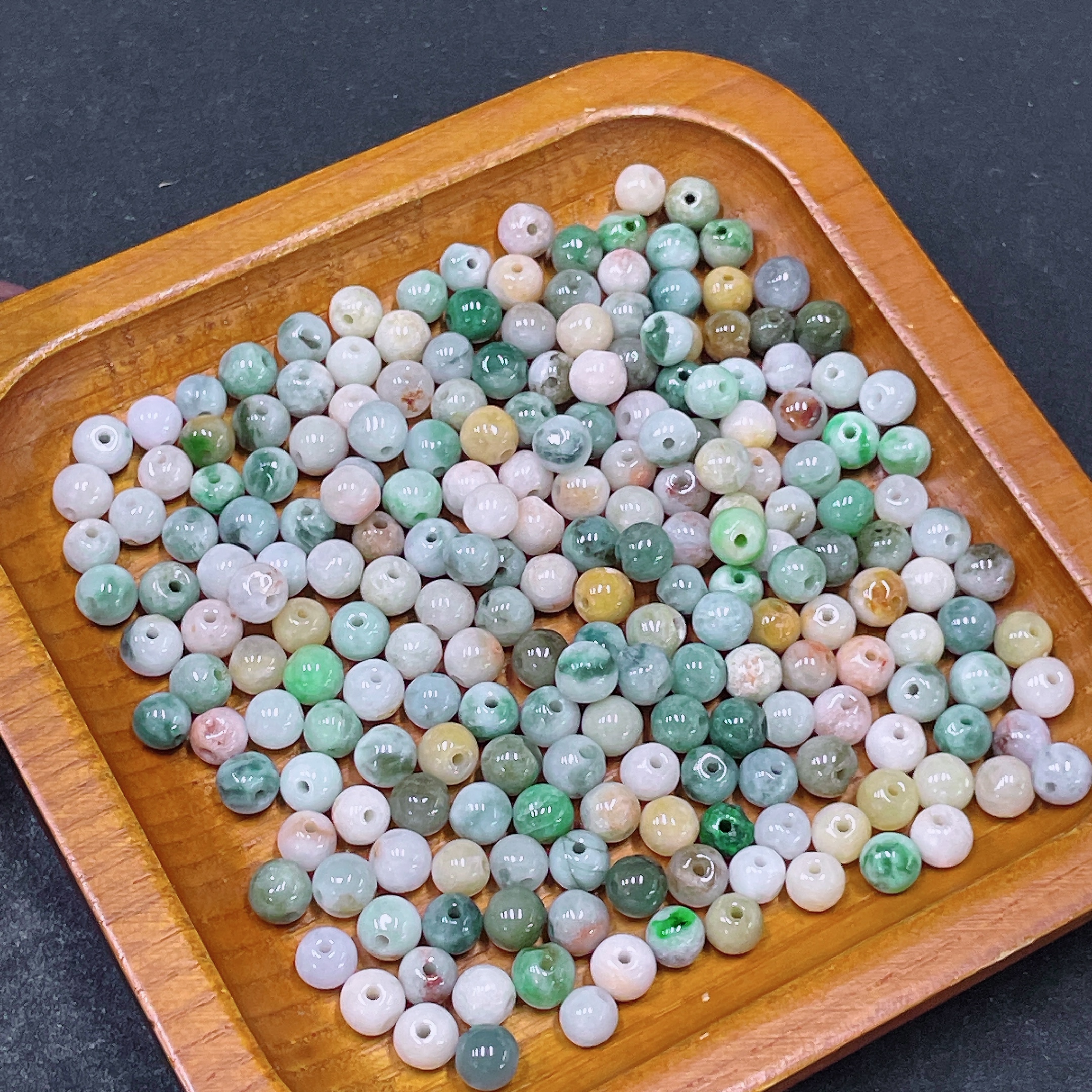 F34958290 Jadeite Beads Sell as a Lot, Total Weight with Bag Approx. 56.3g (Yellow Color Origin Undetermined)