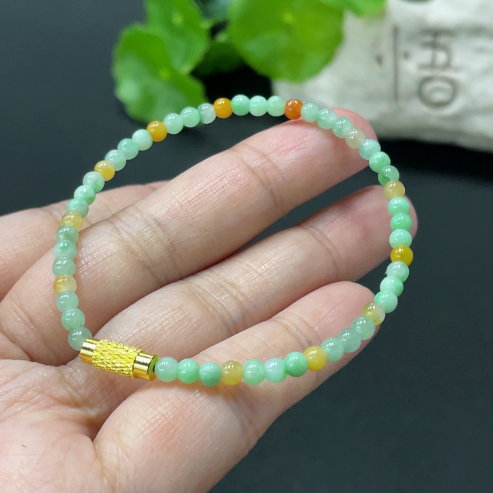 F35080815 Jadeite Bracelet Approx. 3.3mm Non-Gold Clasp Total Weight Approx. 3.8g