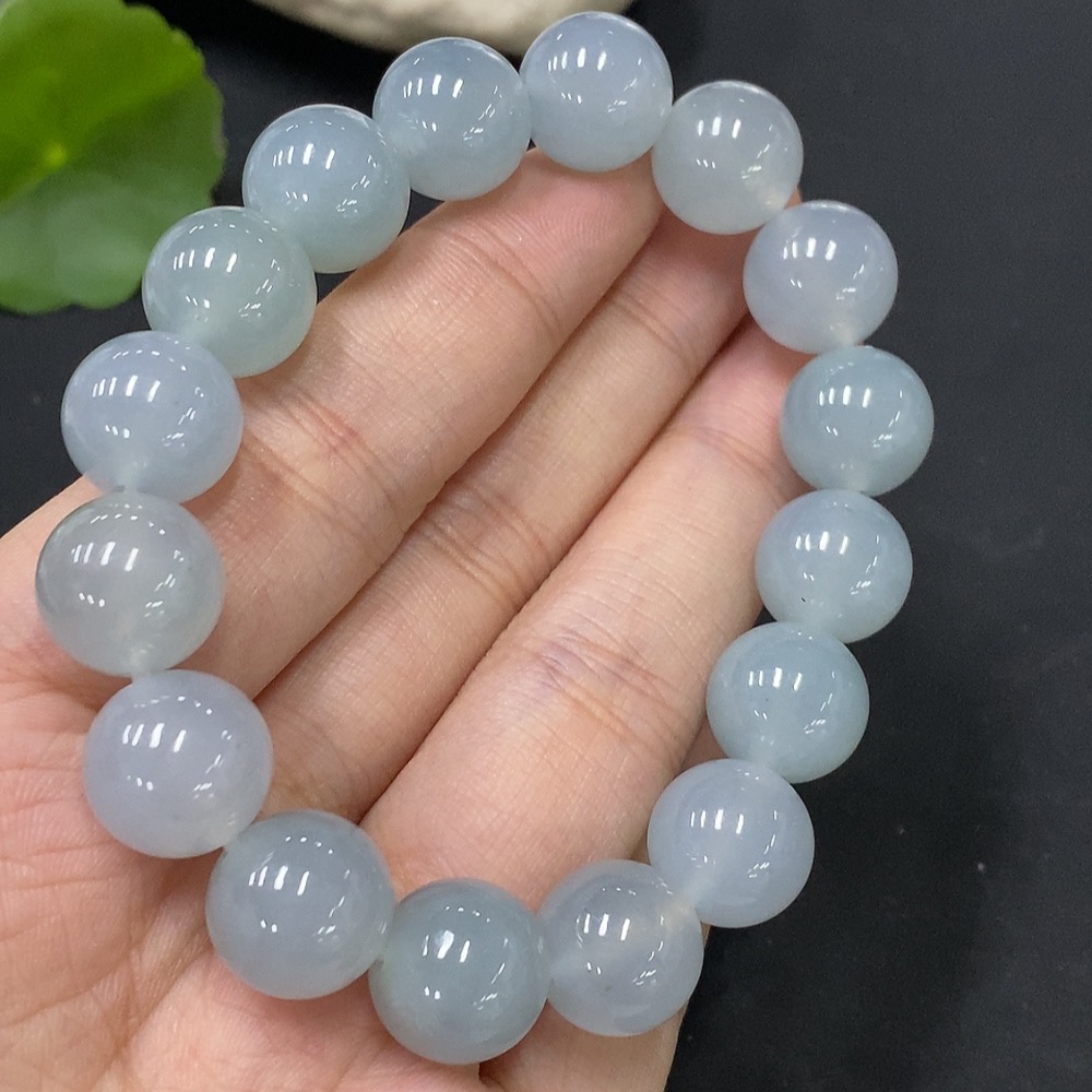 F27179521 Jadeite Beads Bracelet, Approx. 12.3mm, Total Weight Approx. 51.62g