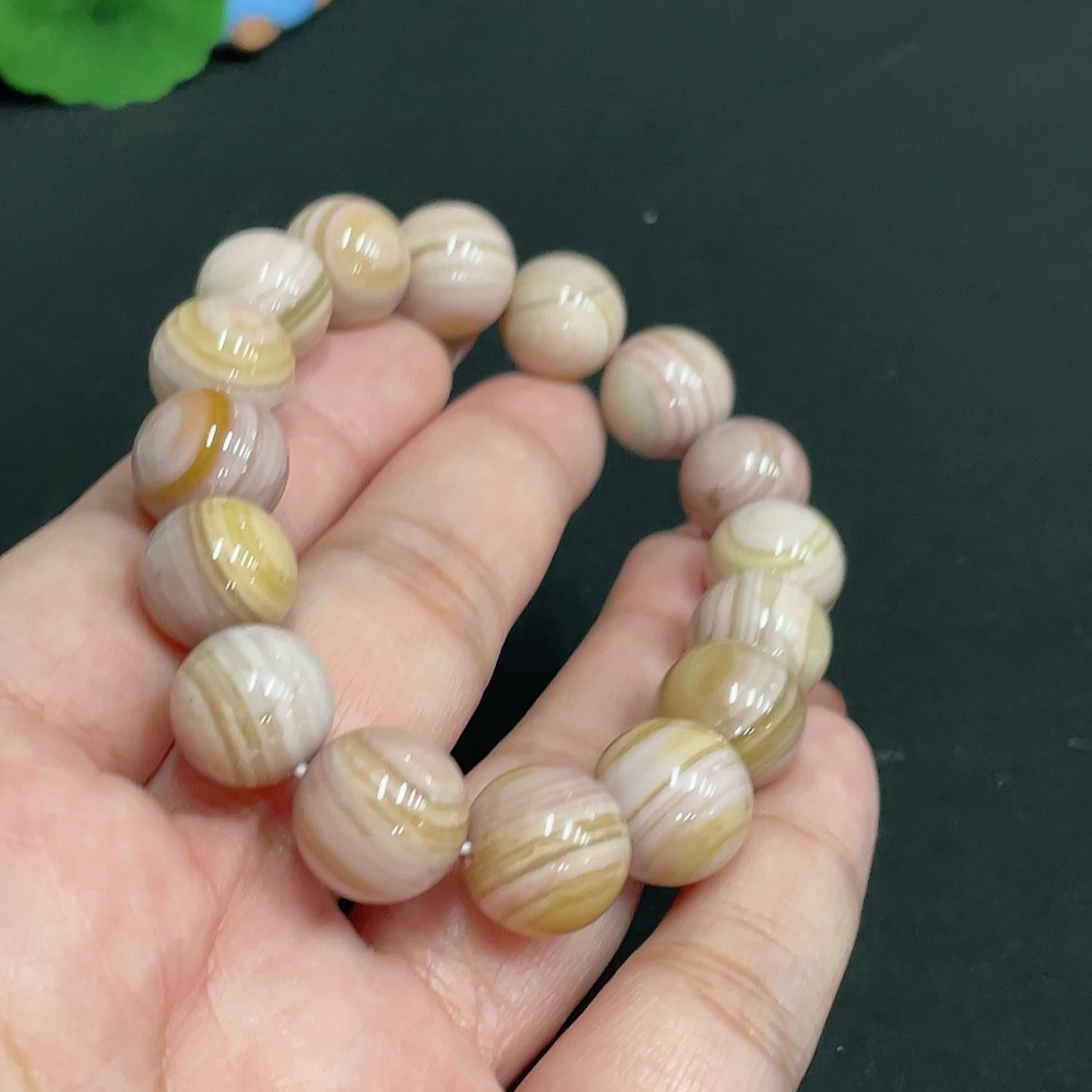 H35101175 Alashan Agate Bracelet, Approx. 12.3 mm, Containing Other Mineral Components, Total Weight Approx. 41.4g