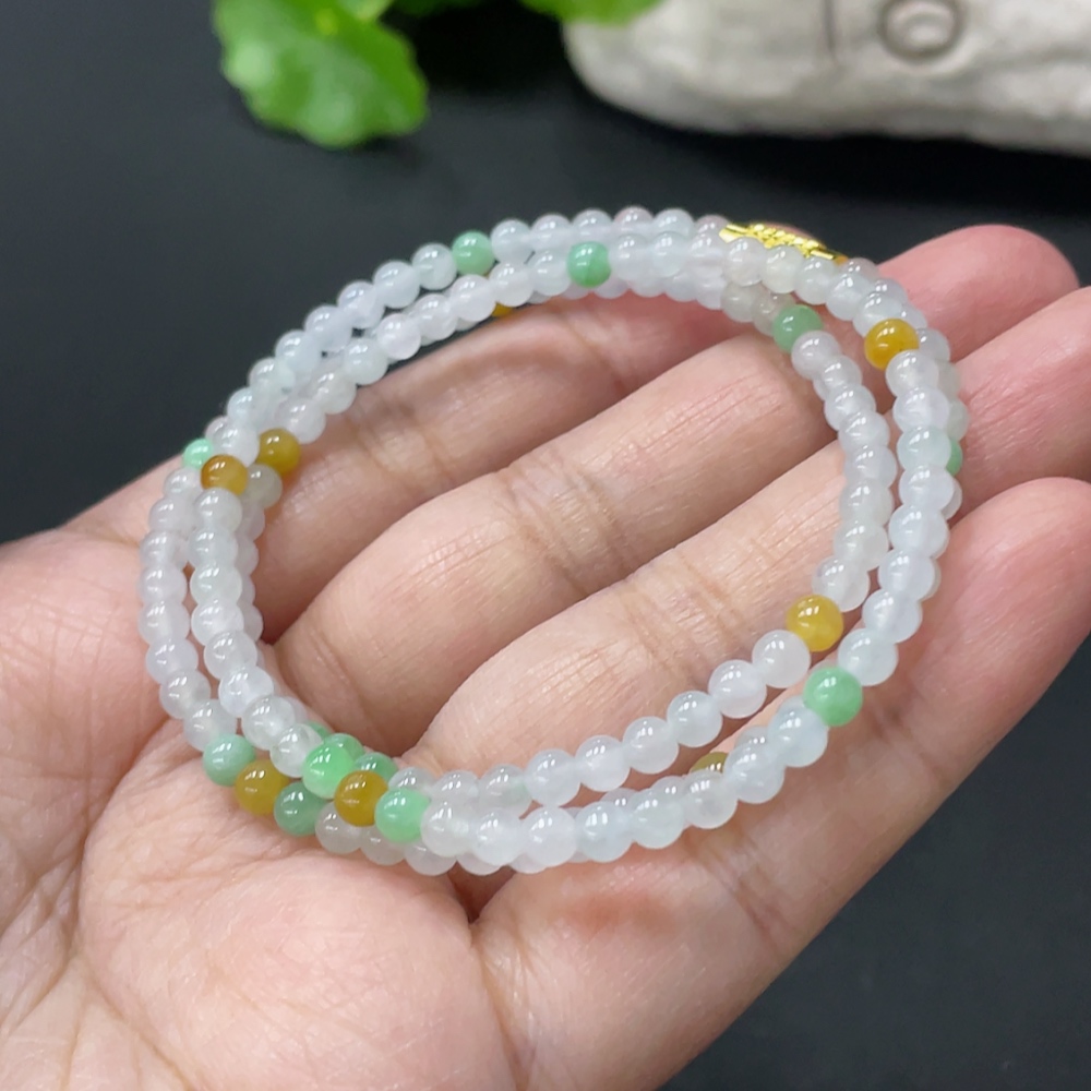 F35080799 Jadeite Beaded Necklace Approx. 3.8mm Non-Gold Clasp Total Weight About 13.6g