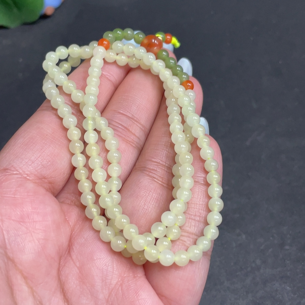 H31574985 Hetian Jade Bead Necklace, Approx. 4mm, Total Weight About 16.3g, Accessories Not Hetian Jade