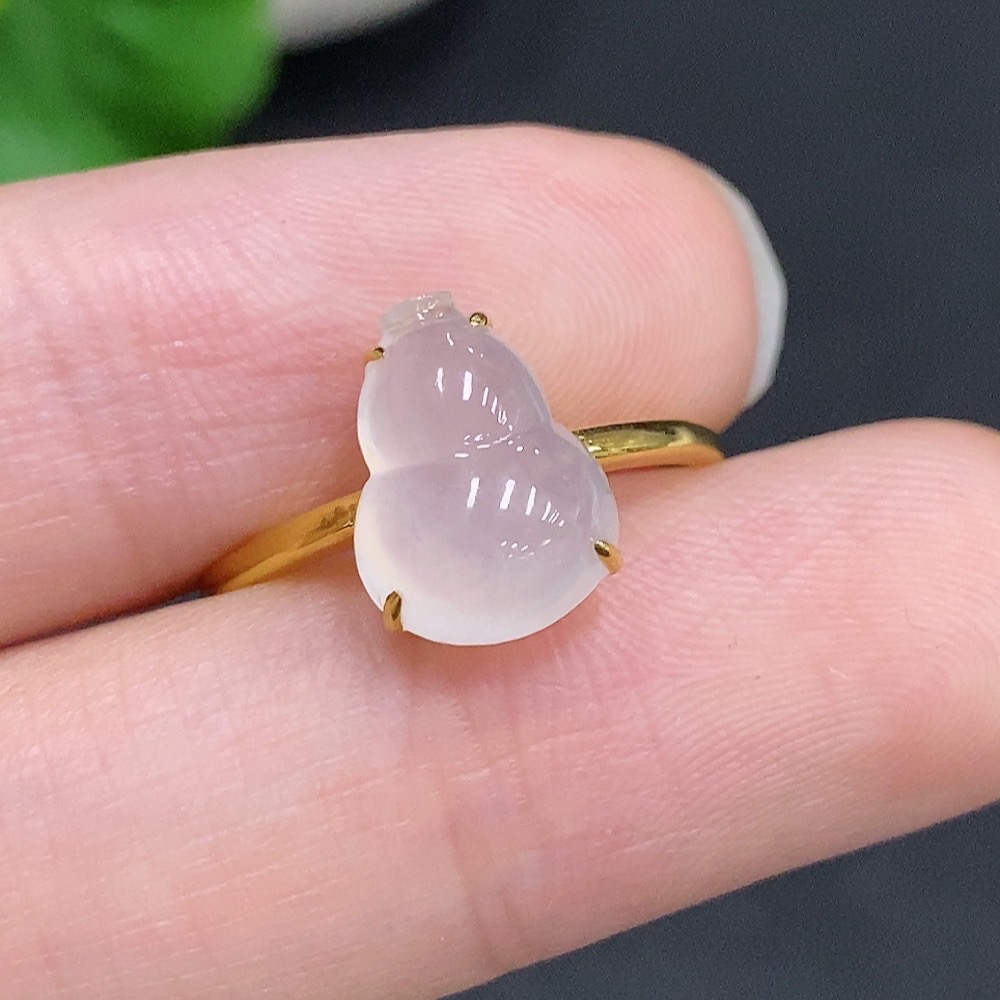 F33942004 Jadeite Gourd Inlay Ring 18k Gold Total Weight Approx.1.6g Size 12