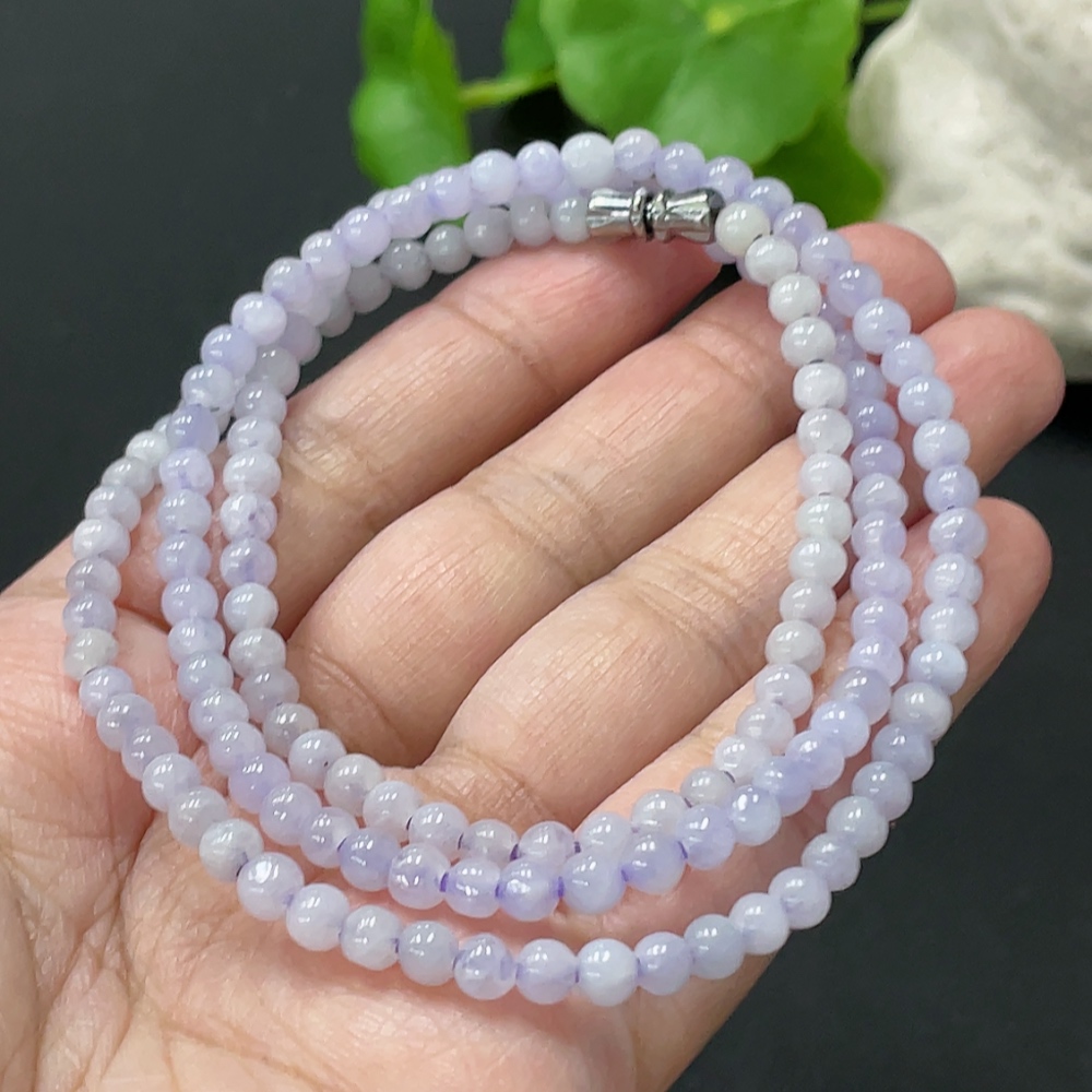 F35108652 Jadeite Bead Necklace Approx. 4.5mm Total Weight Approx. 19.9g Non-Gold Clasp