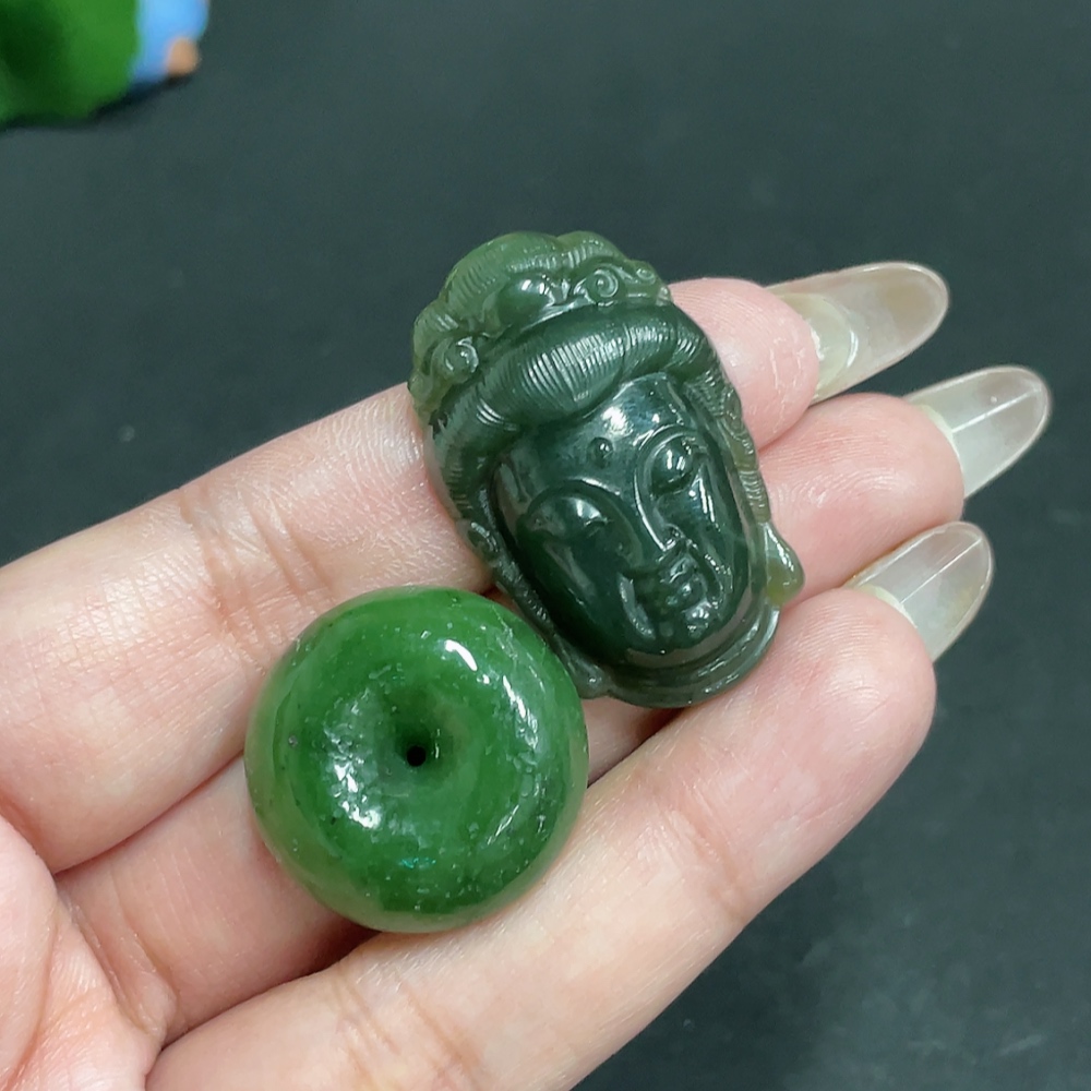 H29359610 Hetian Jade Pendant Guanyin Peace Ring Total Weight Approx. 21.9g