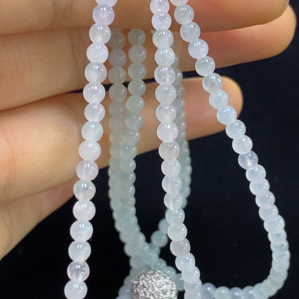 F34024300 Jadeite Bead Necklace Approx. 3.2mm Total Weight Approx. 14.88g Non-Gold