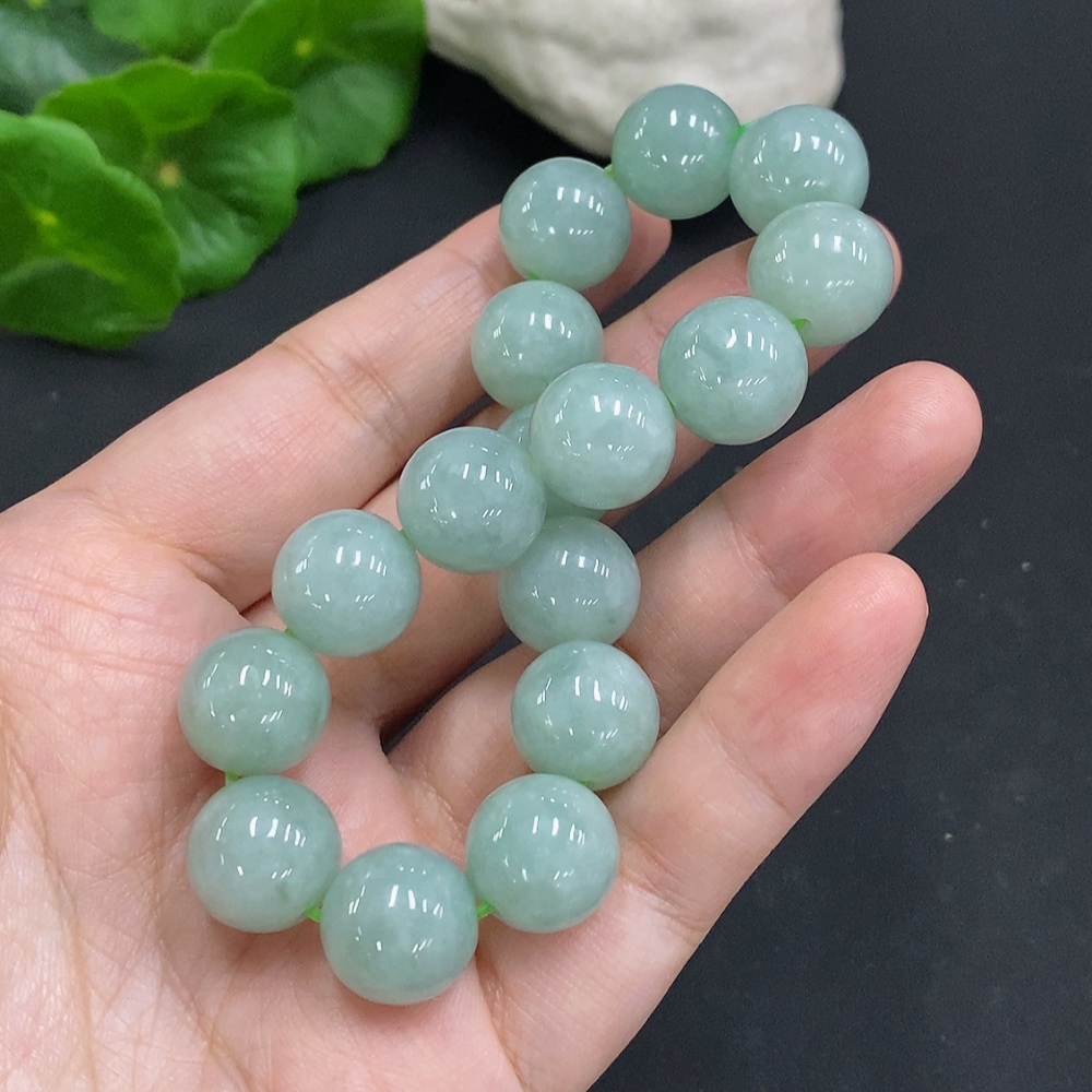F35104999 Jadeite Bead Necklace Approximately 13mm Total Weight About 64.6g