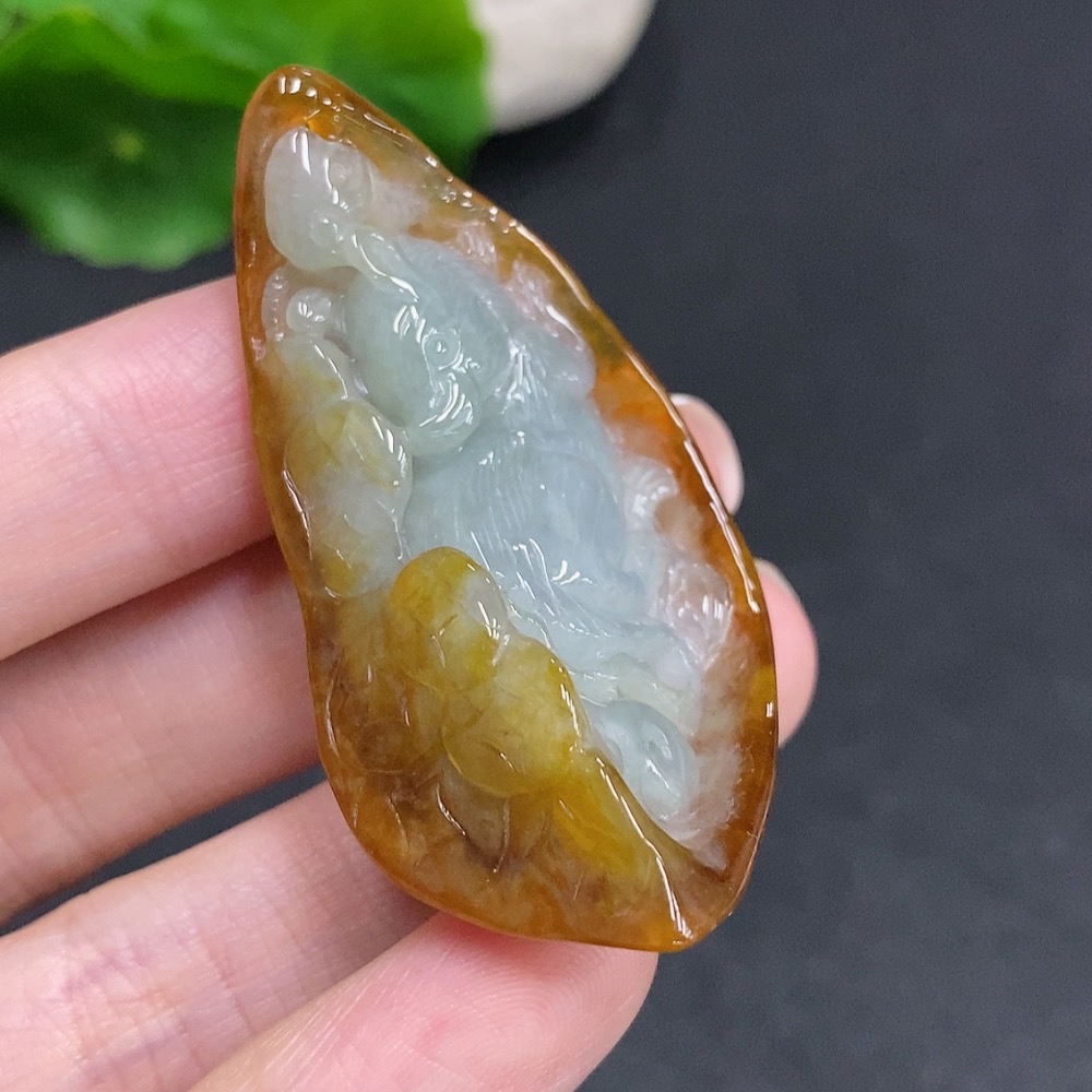 F34035019 Jadeite Pendant Total Weight Approx. 26.3g Yellow Color Origin Undetermined