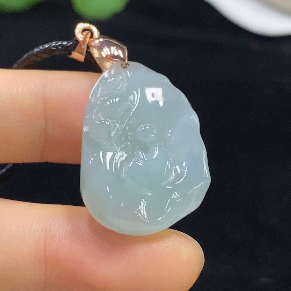 F33862261 Jadeite Enlightenment Pendant Non-Gold Total Weight Approx. 9.24g (Including Rope Weight)