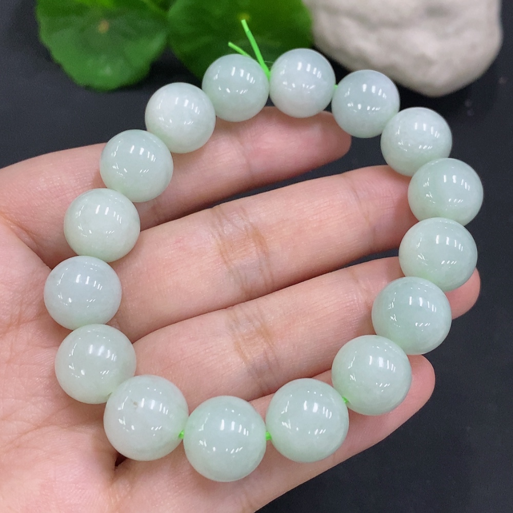 F34021953 Jadeite Bead Necklace, Approx. 12mm, Total Weight Approx. 51.2g
