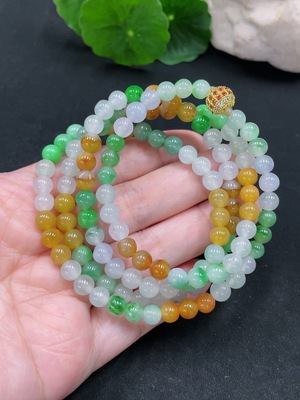 F31580531 Jadeite Beaded Necklace Approx. 6.2mm Total Weight Approx. 43.7g Non-gold Inlaid Color Origin Undetermined