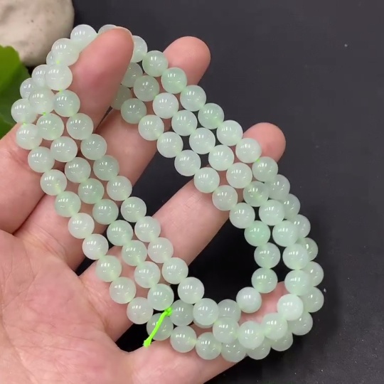 F28290720 Jadeite Bead Necklace Total Weight Approx. 55.22g Size About 7.1mm