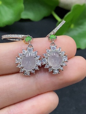 F33832781 Jadeite Cabochon Earrings (Non-Gold Setting, Total Weight Approx. 4.65g)