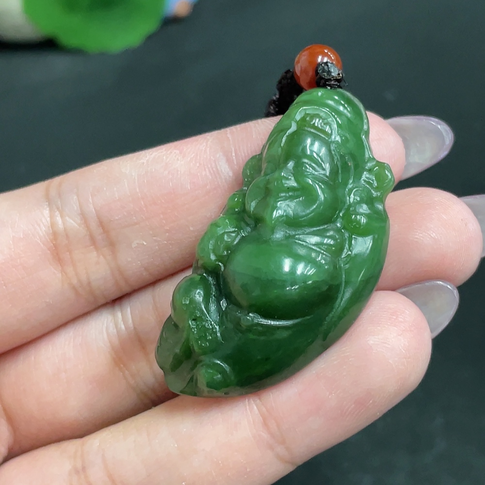 H33863967 Hetian Jade Pendant    God of Wealth    Total Weight [with rope]: 20.9g