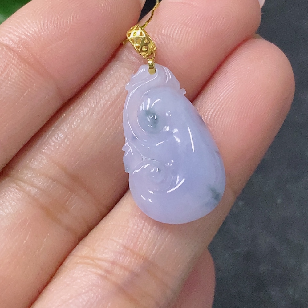 F34042594 Jadeite Ruyi Pendant 18k Total Weight Approx. 1.7.5g
