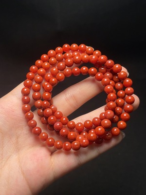 C34049185 Red Agate Bead Necklace with Visible Organic Matter, Total Weight Approx. 36.7g, Size About 6.1mm