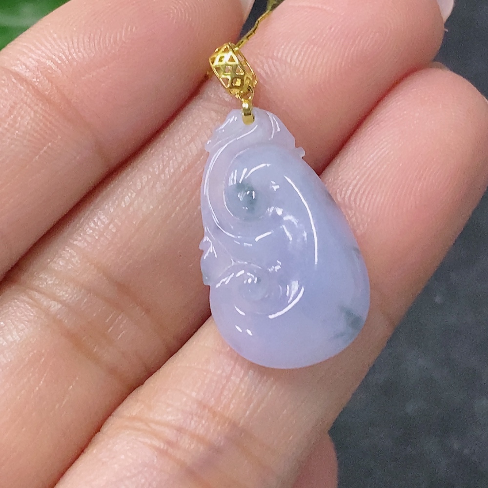 F34042594 Jadeite Ruyi Pendant 18k Total Weight Approx. 1.7.5g