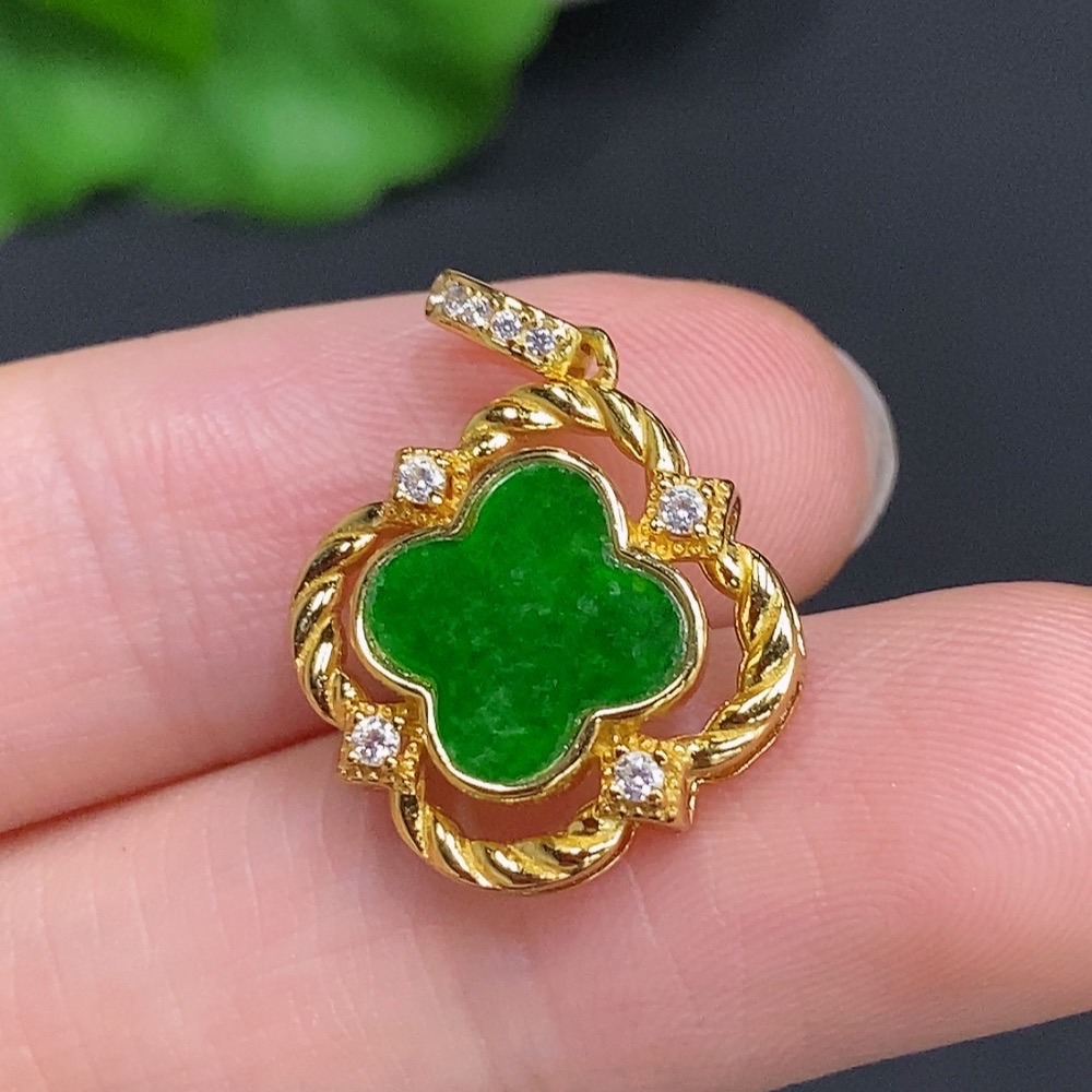 F32756349 Jadeite Inlaid Pendant Non-Gold Inlaid Total Weight Approximately 1.7g