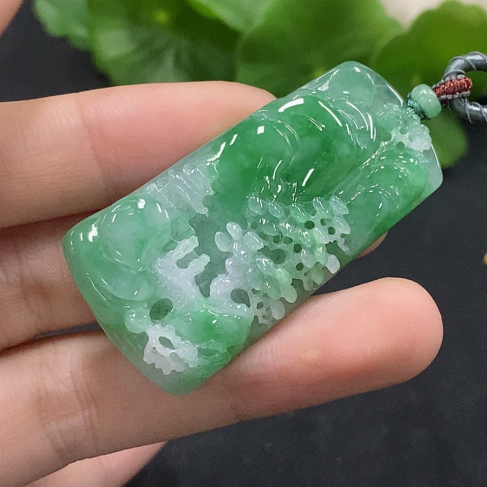 F35133279 Jadeite Pendant Landscape with Cord Total Weight Approx. 16.72g