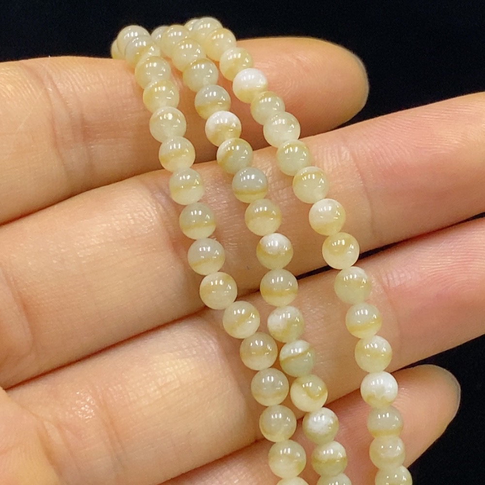 F34024102 Jadeite Beaded Necklace Approx. 4mm Total Weight Approx. 20.53g Non-Gold Yellow Part Color Origin Undetermined