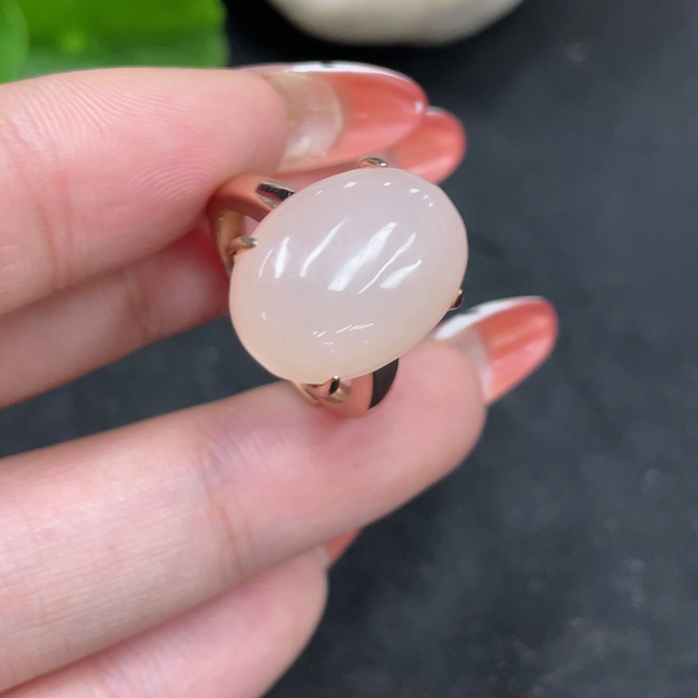 H35147888 Hetian Jade inlaid adjustable ring, non-gold inlaid, total weight about 5.8g