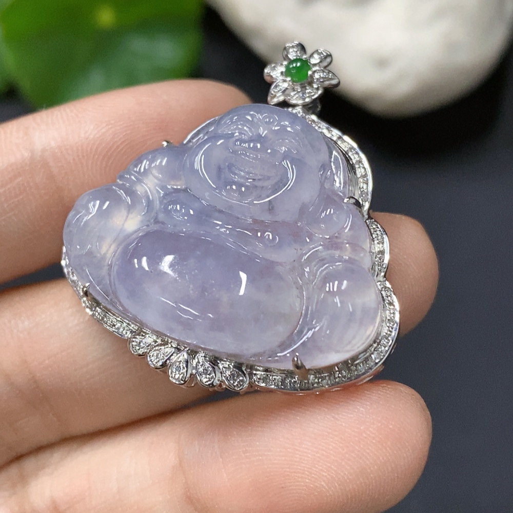 F15648868 Jadeite Buddha Pendant with 18K Gold Setting, Approx. 7.3g