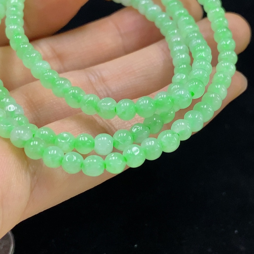 F33928909 Jadeite Bead Necklace Approx. 3.8mm Total Weight Approx. 18.8g Non-Gold