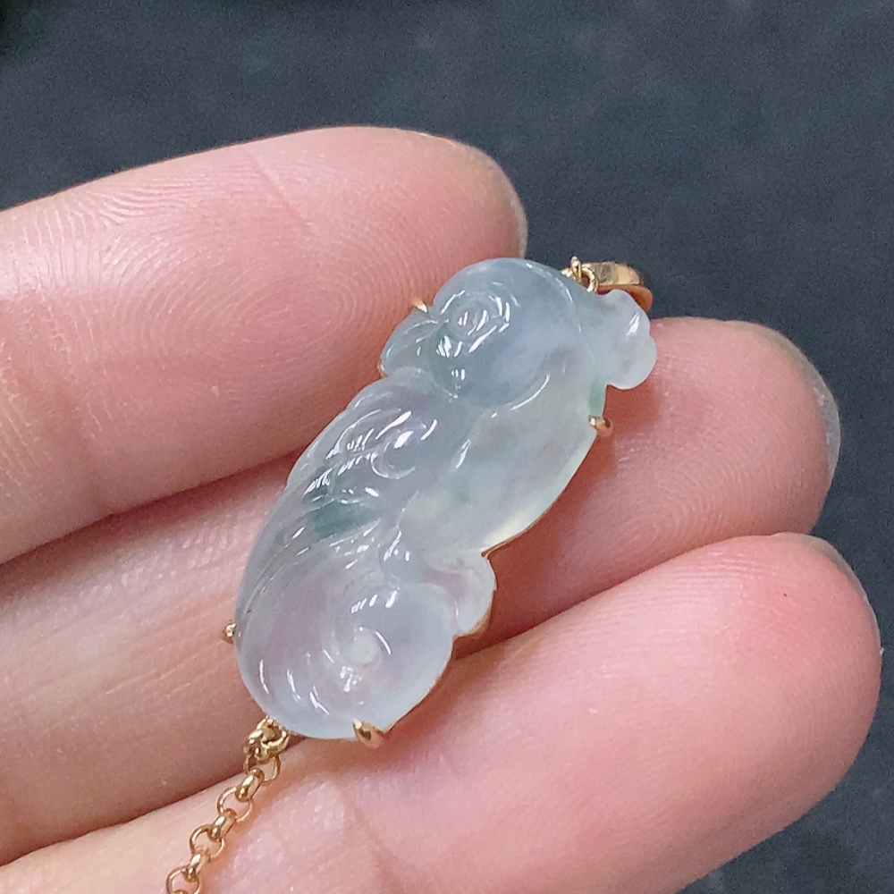 F33886858 Jadeite inlaid bracelet 18k total weight approx. 4g