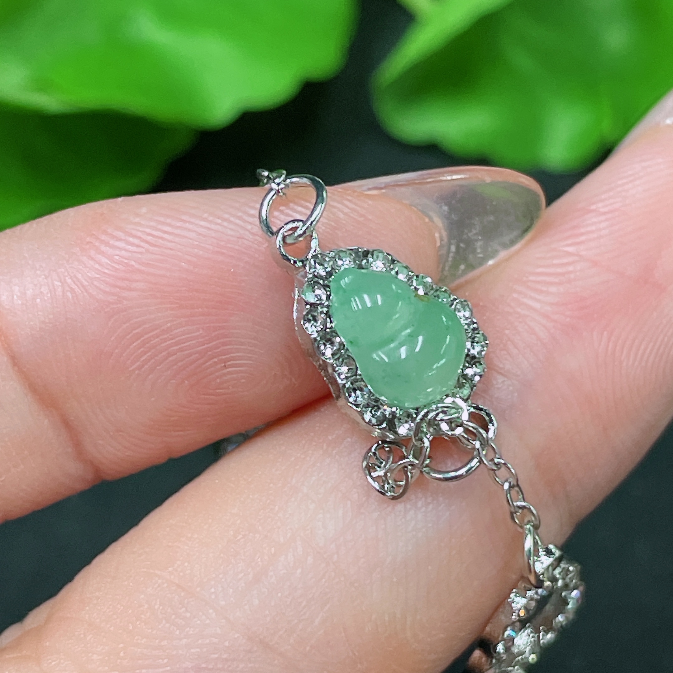 F34983396 Jadeite Inlaid Piece Non-Gold With Chain Total Weight Approx. 2.83g