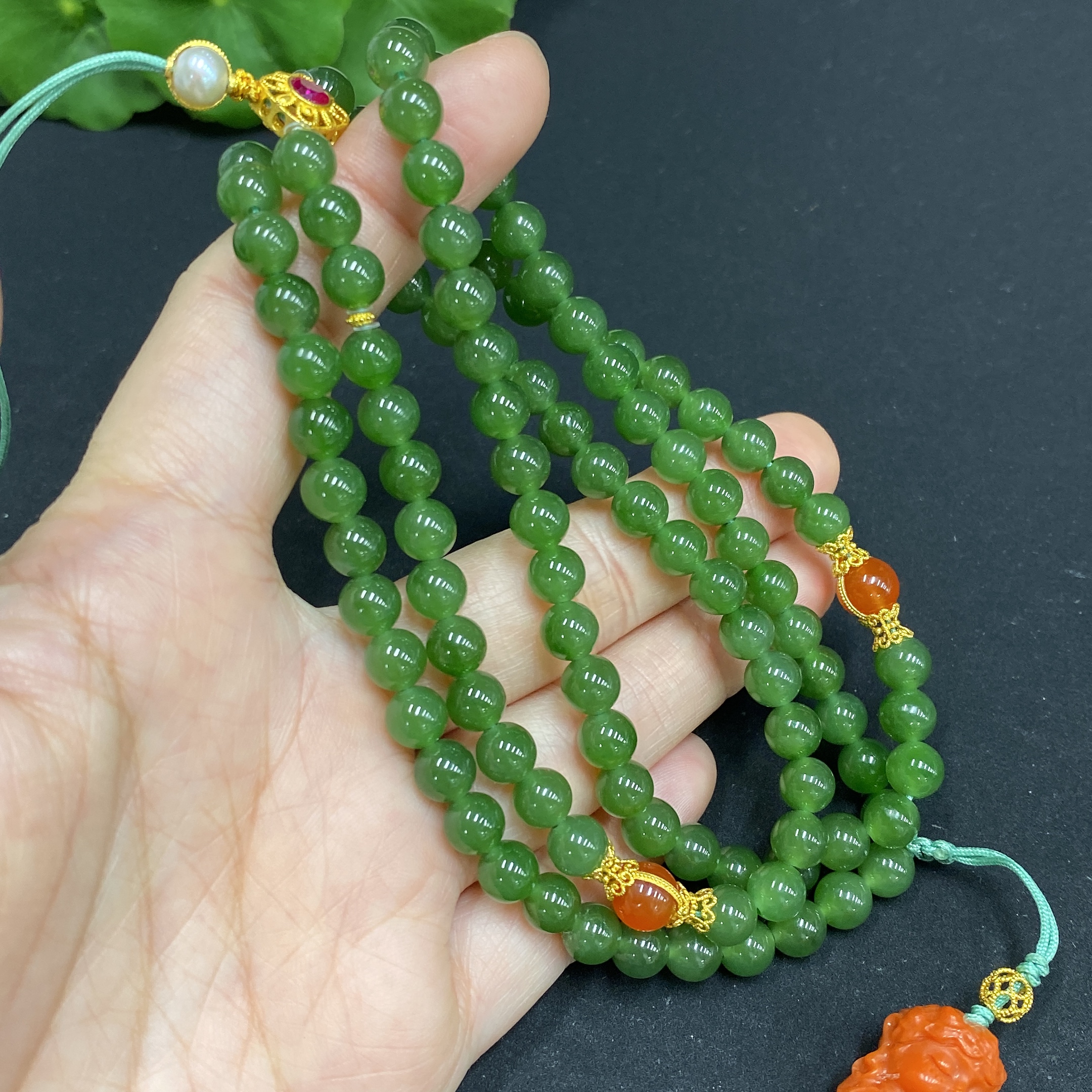 H32813914 Hetian Jade Bead Necklace