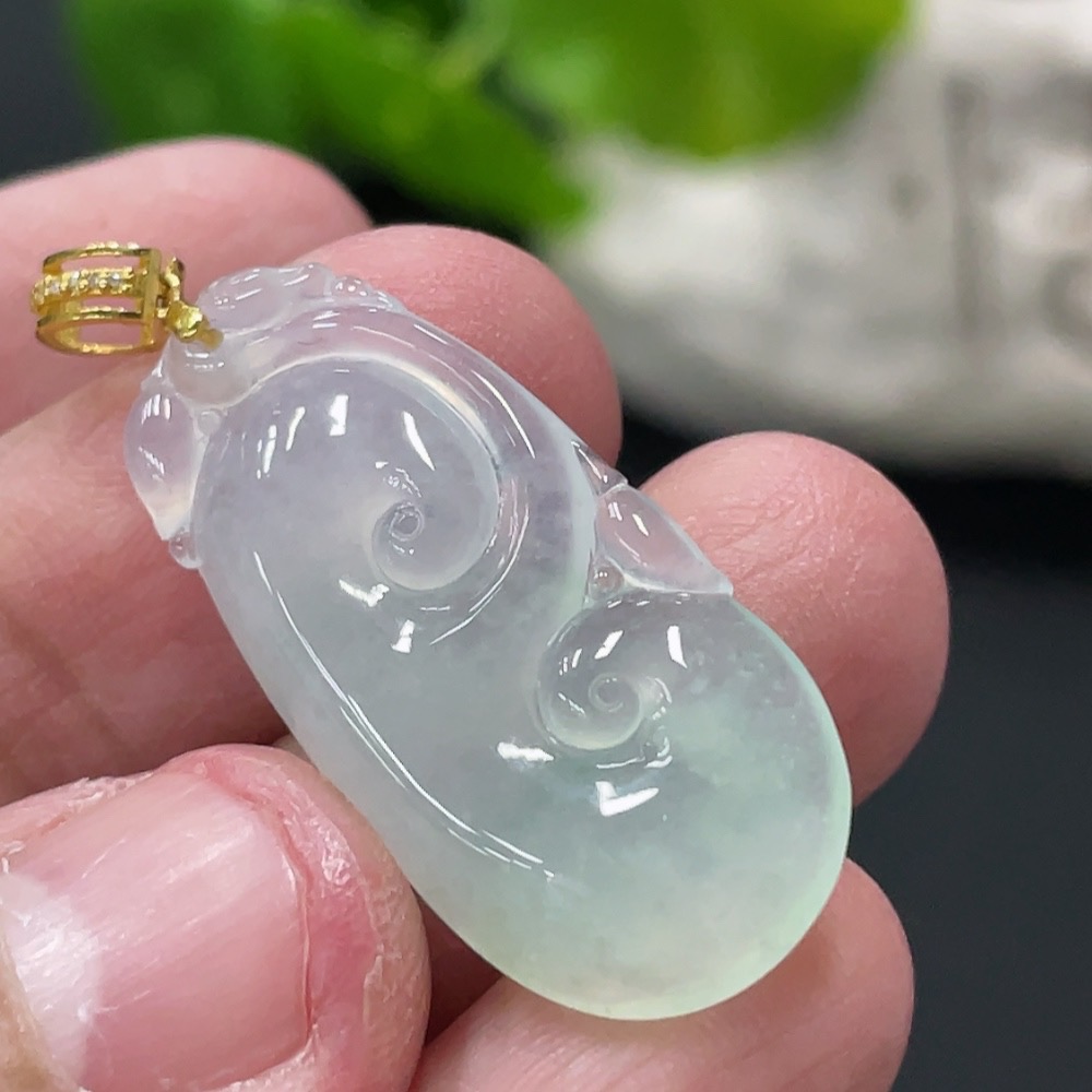F34060995 Jadeite Pendant Ruyi 18K Non-Diamond Total Weight Approx. 3.66g (Excluding Rope)