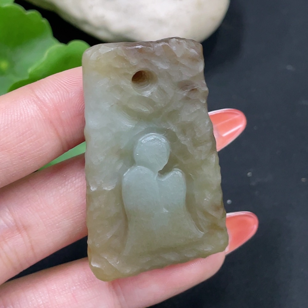 H34027439 Hetian Jade Pendant: Enlightenment Total Weight: Approx. 27.9g