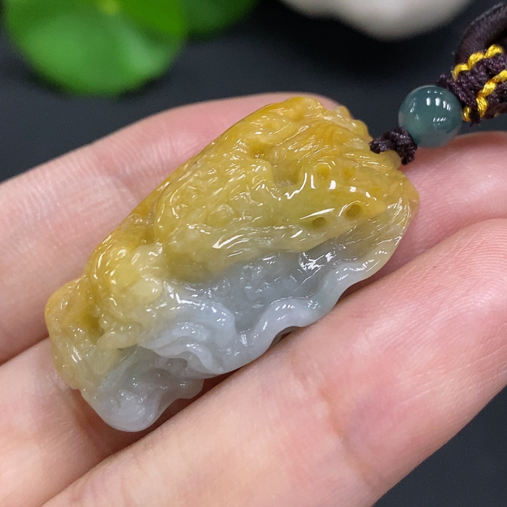 F30528707 Jadeitedragon head pendant with cord, total weight approx. 15.8g (Color origin undetermined)