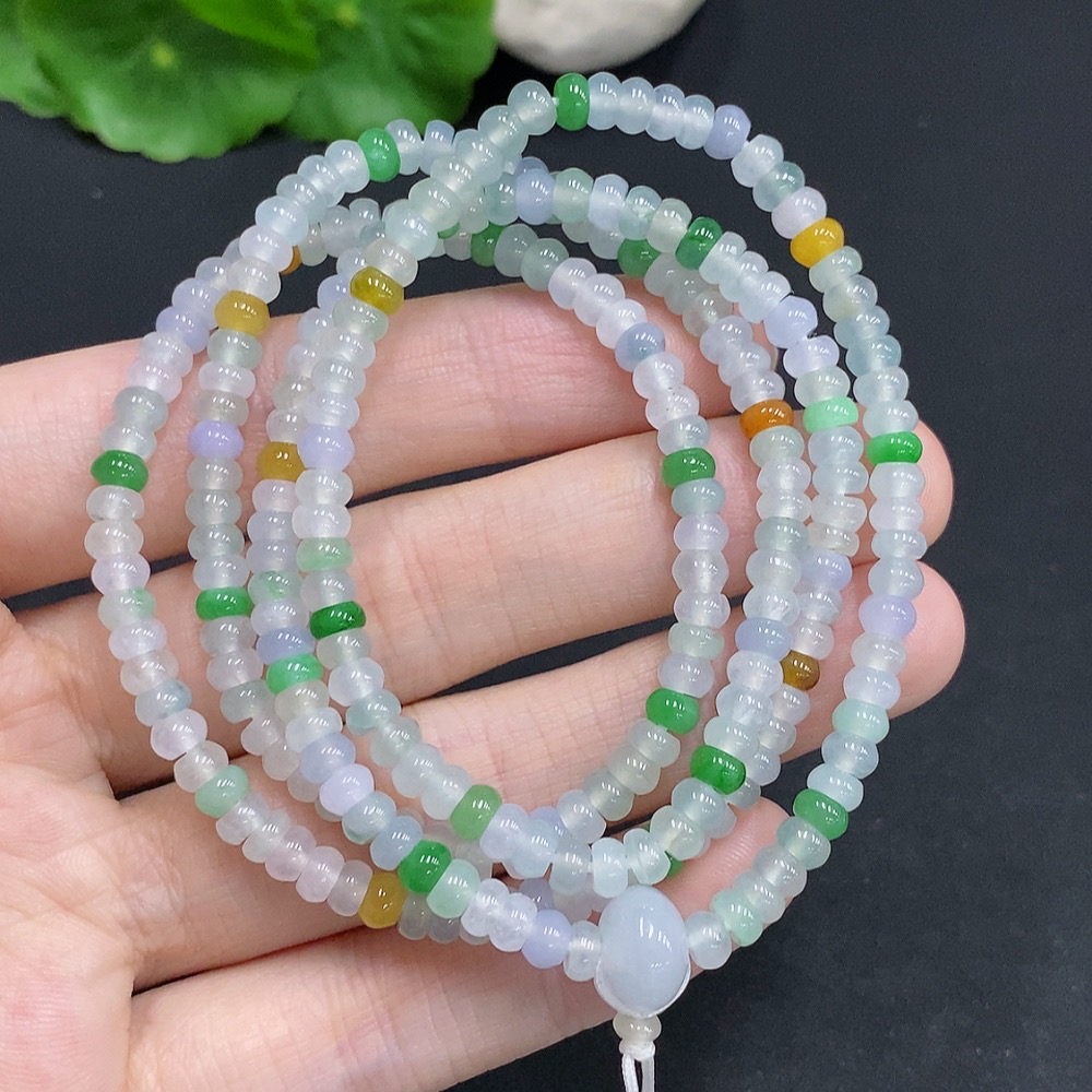 F30556366 Jadeite Bead Necklace Approx. 4.3mm Total Weight Approx. 28g Color Origin Undetermined