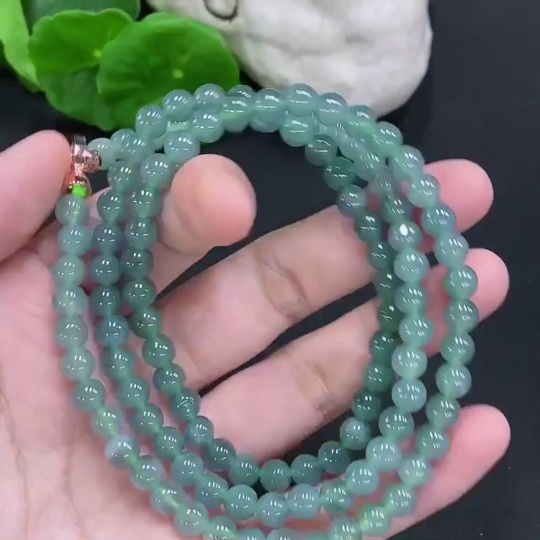 F33884205 Jadeite Bead Necklace Non-Gold Inlaid Total Weight Approximately 41.1g Size About 5.8mm