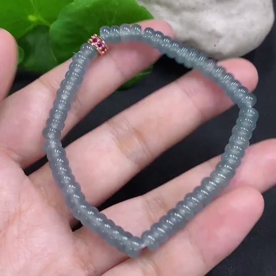 F34022095 Jadeite Bead Necklace Approx.5.3mm Non-Gold Total Weight Approx.11.8g