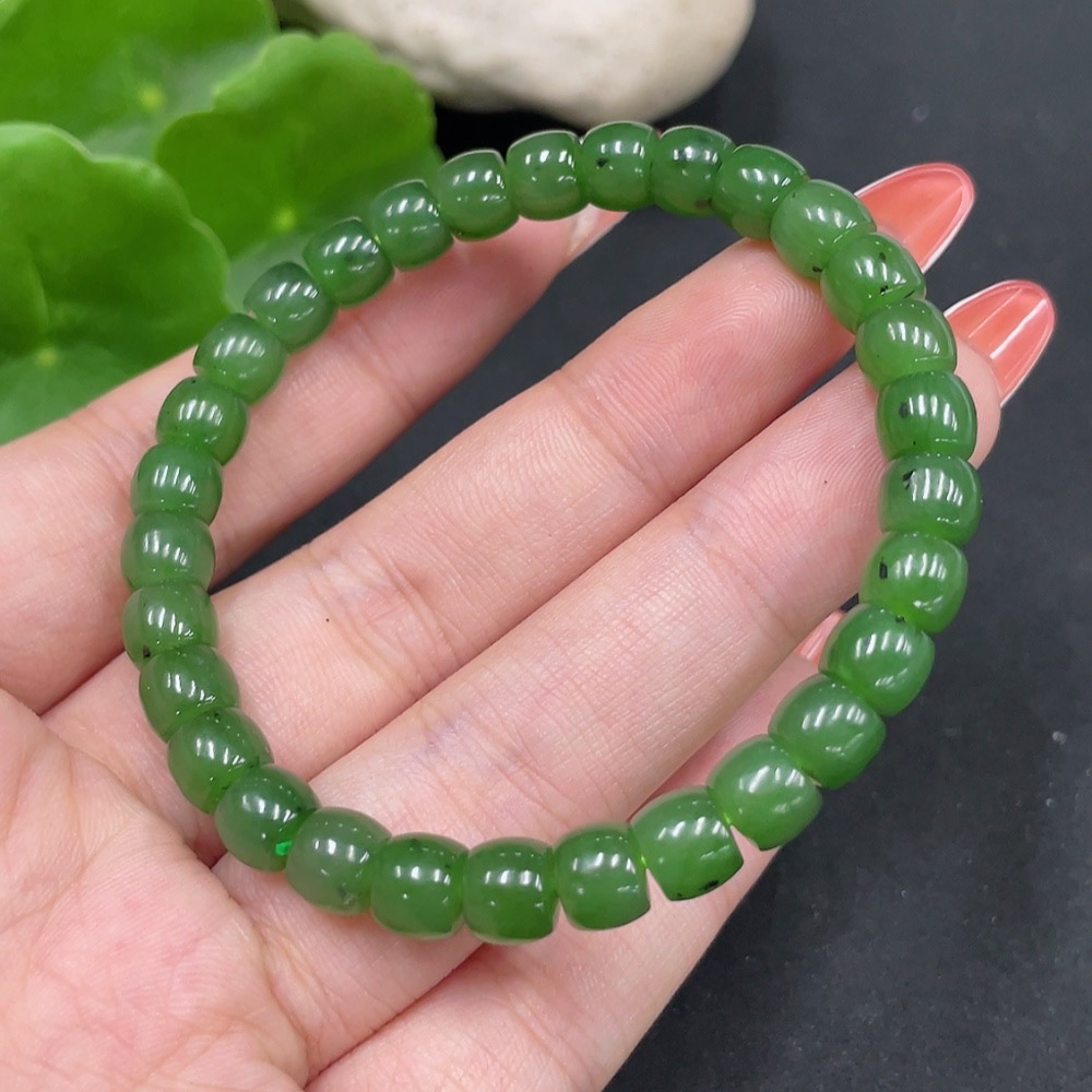 H34027594 Hetian Jade Jasper Bracelet, Approx. 6.5mm, Total Weight About 16.1g