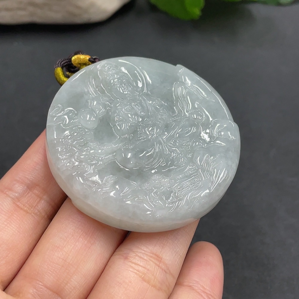 F17842834 JadeiteLandscape Guanyin Pendant Total Weight 74.636g