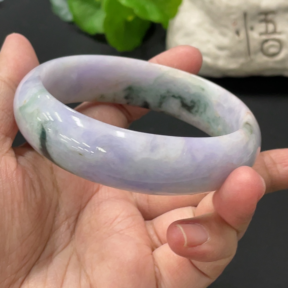F32821223 Jadeite Regular Round Bangle, Total Weight Approx. 80.1g, Size 62.6, Containing Other Mineral Components