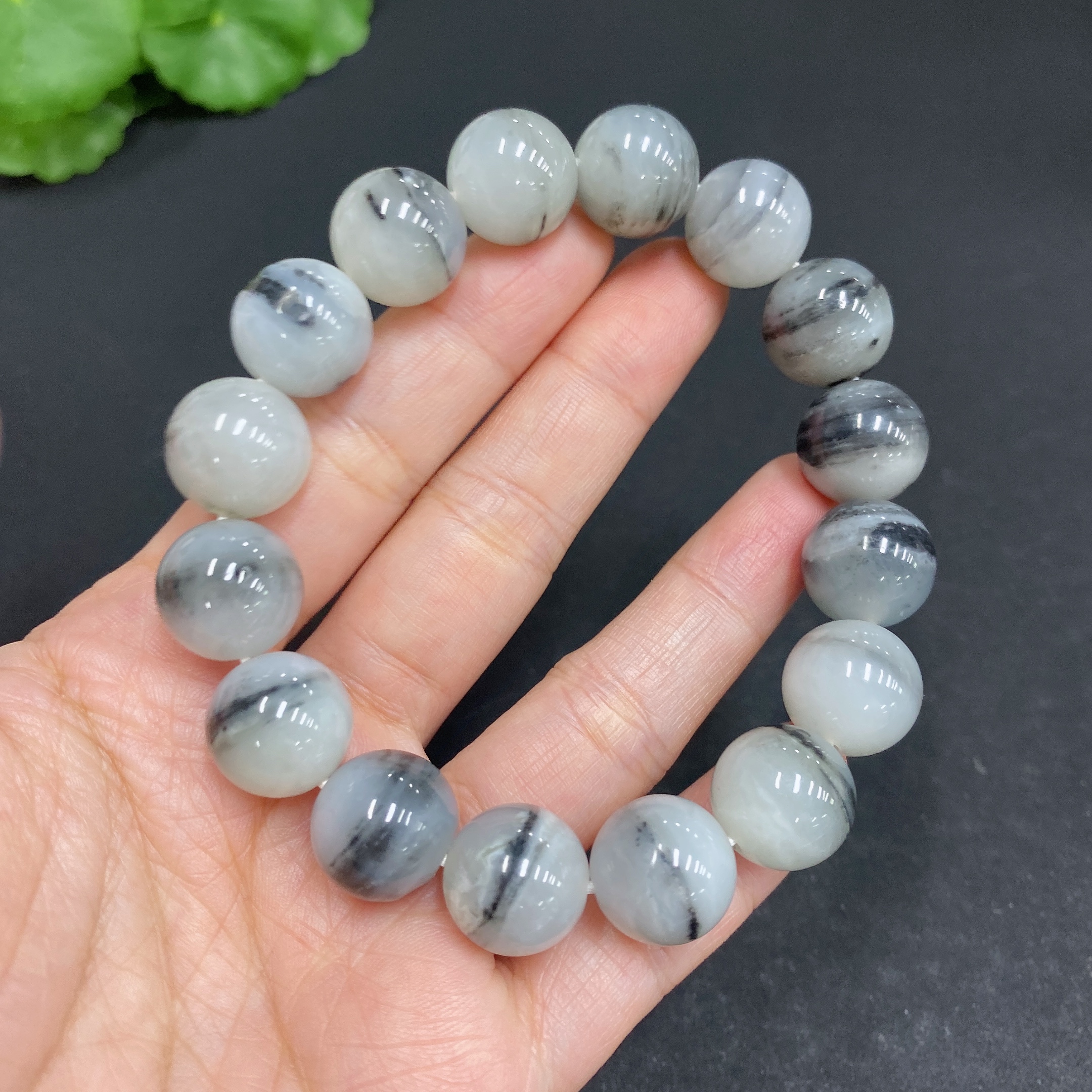 H33902822 Hetian Jade Bracelet, Approx. 13mm, Total Weight About 56.9g, Contains Other Mineral Components