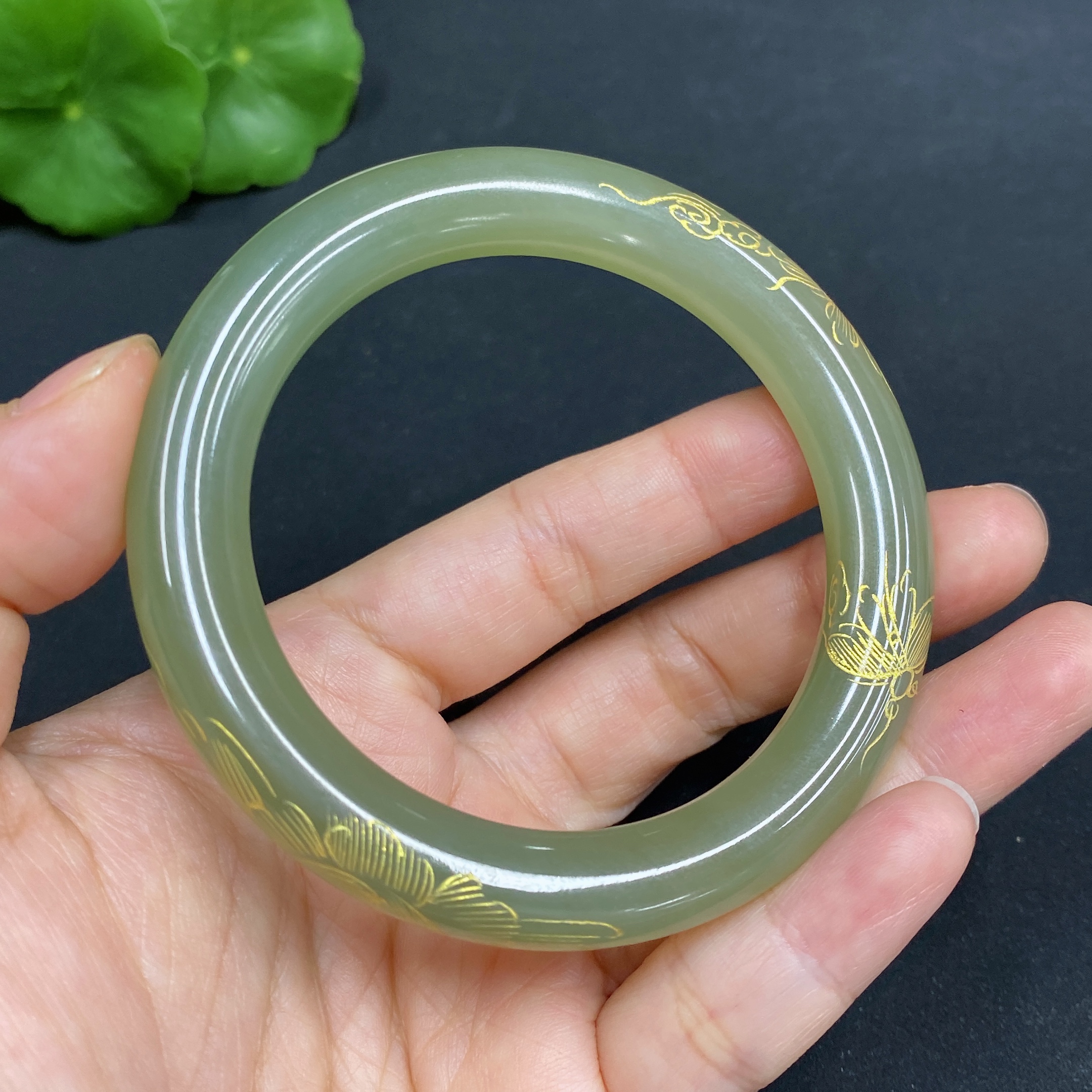 H30545199 Hetian Jade Bracelet Size 54.7 Total Weight Approx. 40.3g