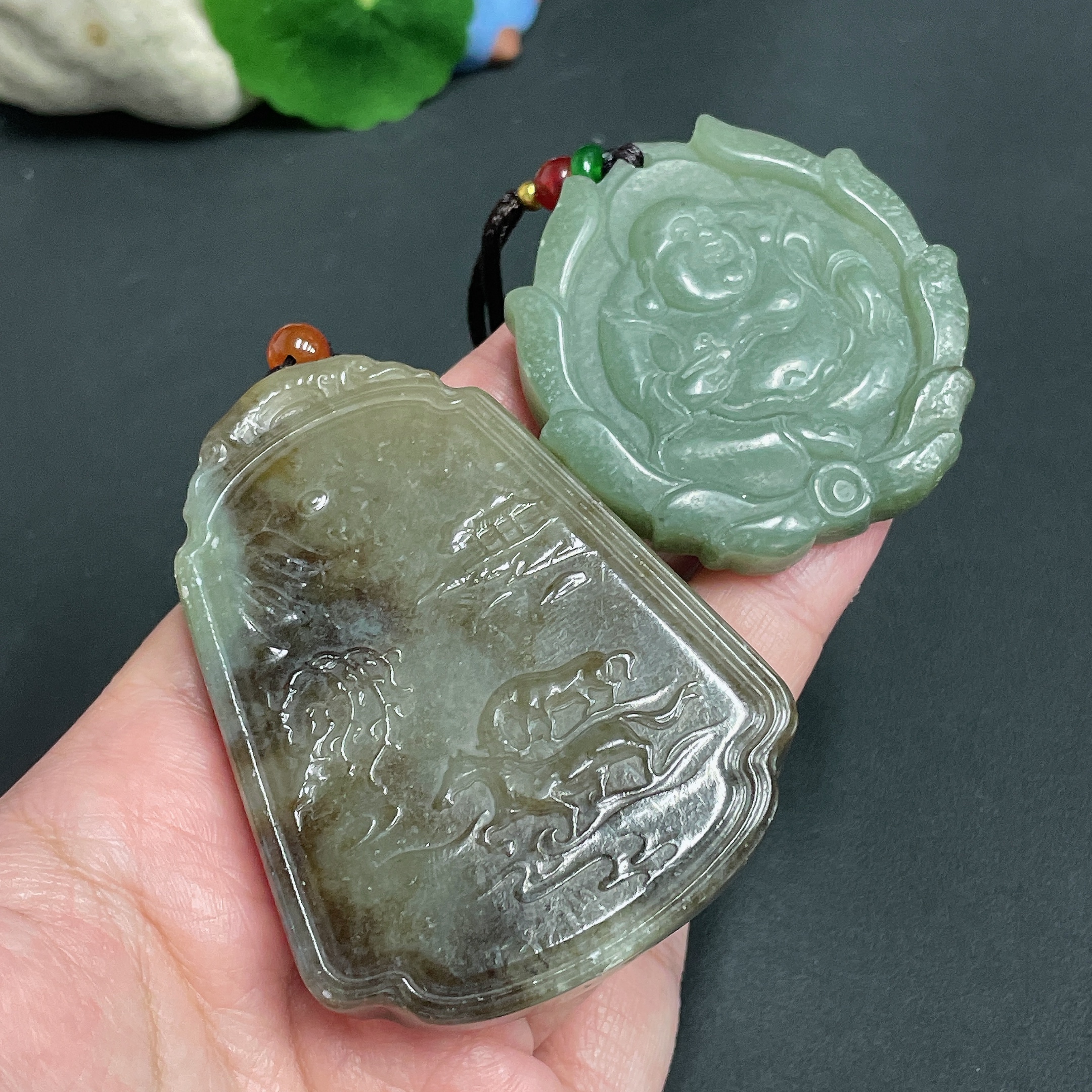H24803879 Hetian Jade Pendant  Horse  Buddha  Total Weight Approx. [including rope] 106.2g