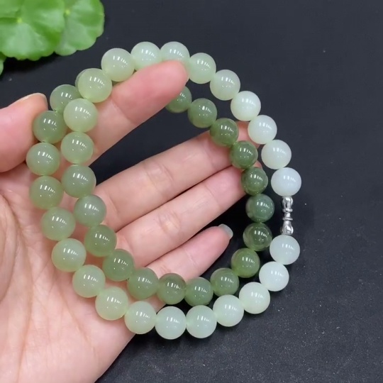 H34036027 Hetian Jade Bead Necklace, approx. 9.9mm, total weight approx. 69.9g