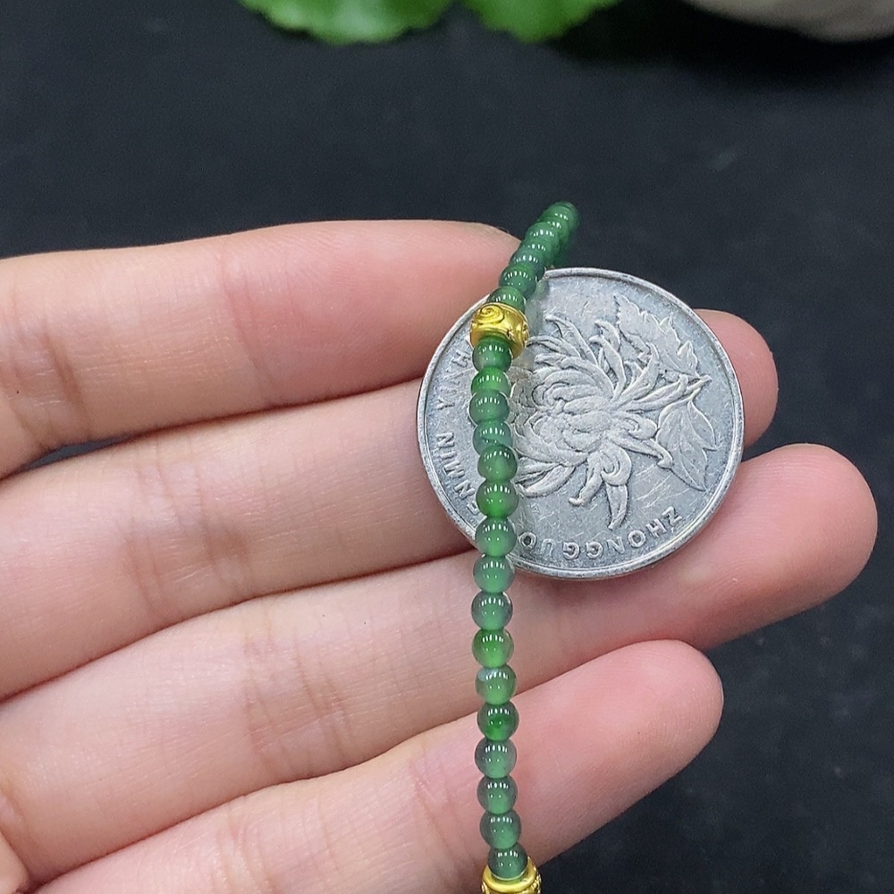 F34057464 Jadeite Bracelet 3mm approx. Non-gold Inlaid Total Weight about 3.43g