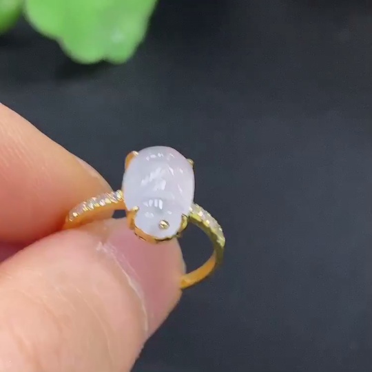 F26012508 Jadeite Inlaid Ring 18k Size 13 Total Weight Approx. 1.82g