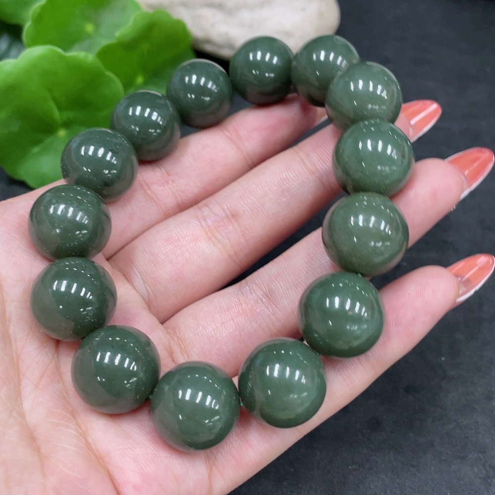 H34979716 Hetian Jade Bracelet, Approx. 15.6mm, Total Weight Approx. 87.3g
