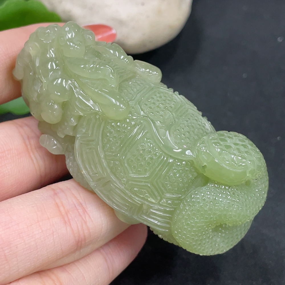 H34053209 Hetian Jade Pendant  Dragon Turtle  Total Weight Approx. 80.3g