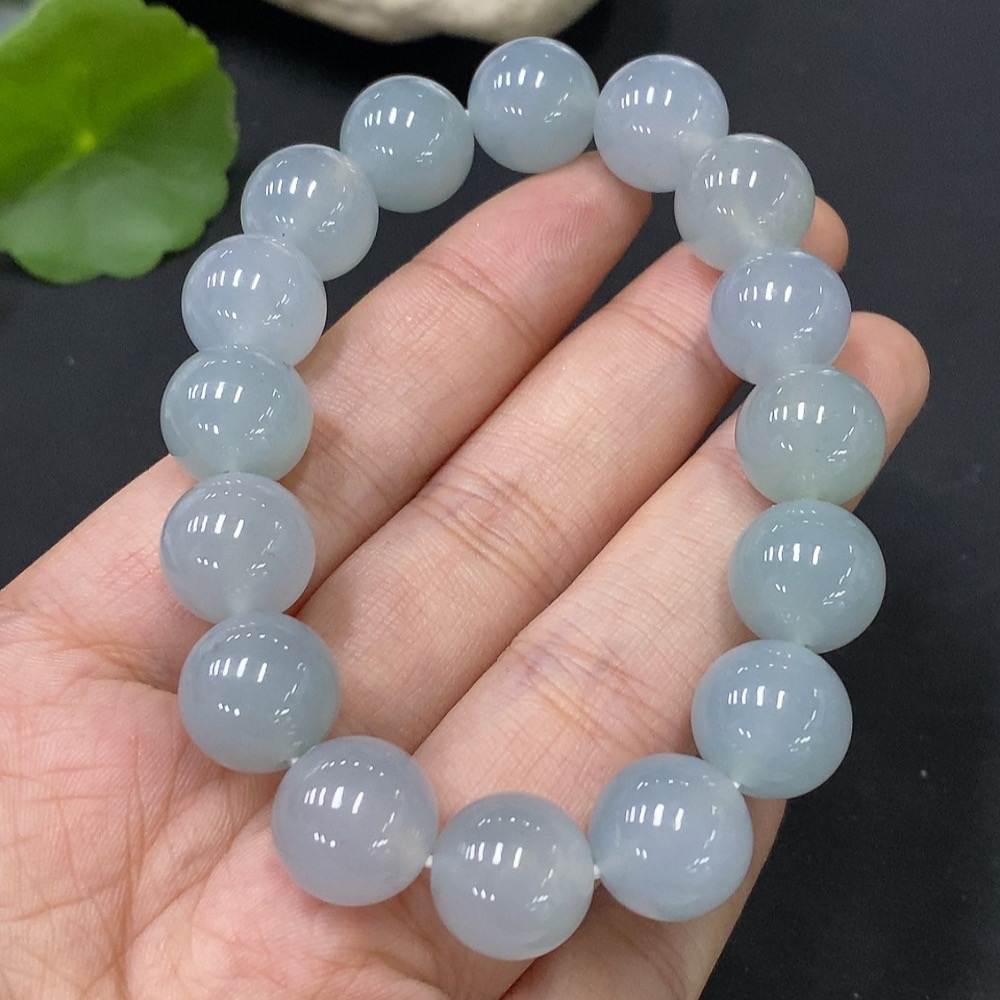 F27179521 Jadeite Beads Bracelet, Approx. 12.3mm, Total Weight Approx. 51.62g