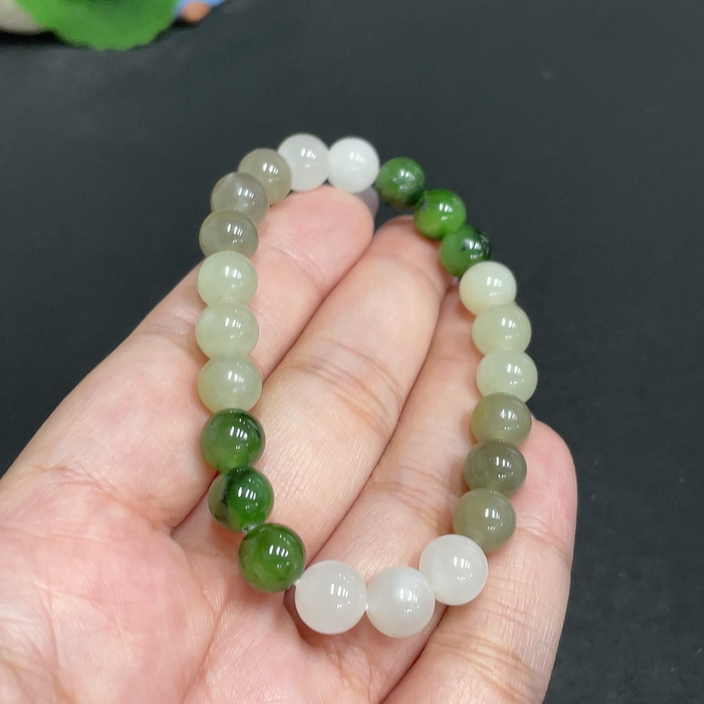 H33846507 Hetian Jade Bracelet Approx. 7.9mm Total Weight About 18g