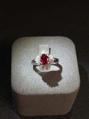 C30445359 Ruby Inlaid Ring Pt900 Size 10 Total Weight Approx. 6.81g With Diamond Accents